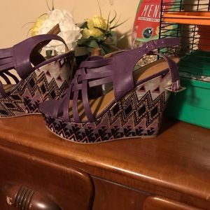 Purple wedge heels